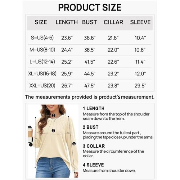 Women's 2024 Fall Long Sleeve Pleated Color Block Casual Loose Tee Shirt, Blue‎ - Picture 5 of 7